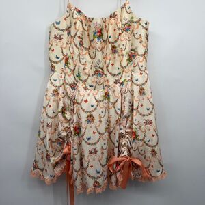 Sugar Thrillz Lush Opulence Renaissance Print Butterfly Corset Dress Size 2X NWT